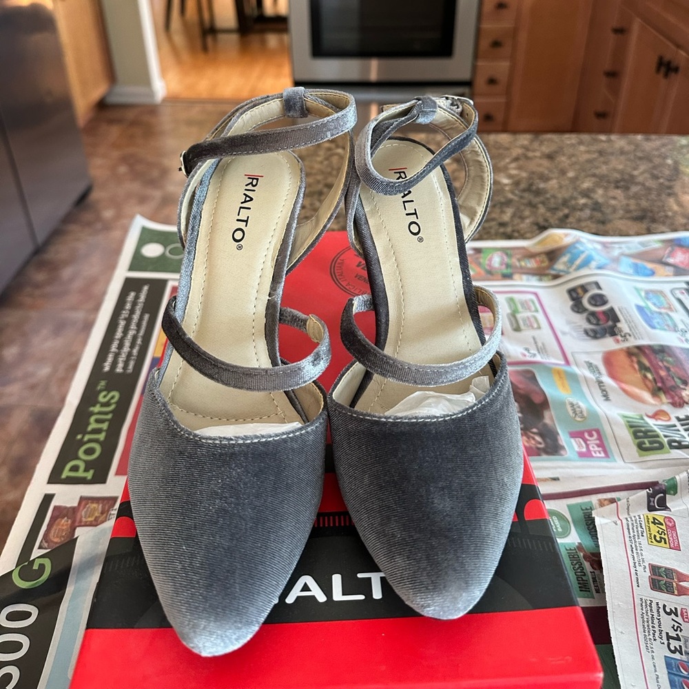 Beautiful silver gray velvet stilettos